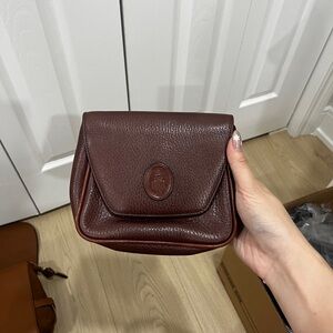 Vintage Mark Cross burgundy leather crossbody shoulder bag